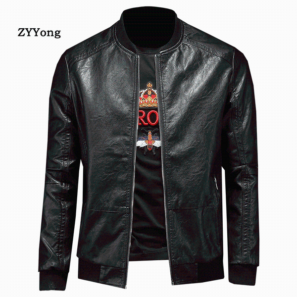 men's fur & faux spring men leather jacket baseball collar casual slim outerwear bomber style black white coat clothing
men's fur & faux spring men leather jacket baseball collar casual slim outerwear bomber style black white coat clothing