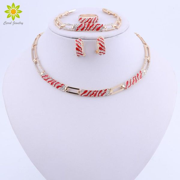 earrings & necklace elegant gold color bridal wedding jewelry sets for women red enamel bracelet ring, Silver
earrings & necklace elegant gold color bridal wedding jewelry sets for women red enamel bracelet ring, Silver