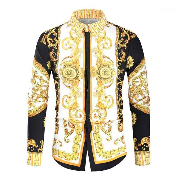 men's dress shirts 3d digital printing shirt long sleeve youth dc490, White;black