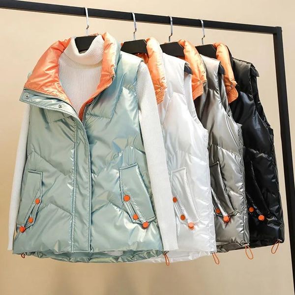 women's vests vest jacket 2021 shiny autumn winter stand-up collar short overcoat plus size lady sleeveless waistcoat coat, Black;white
women's vests vest jacket 2021 shiny autumn winter stand-up collar short overcoat plus size lady sleeveless waistcoat coat, Black;white