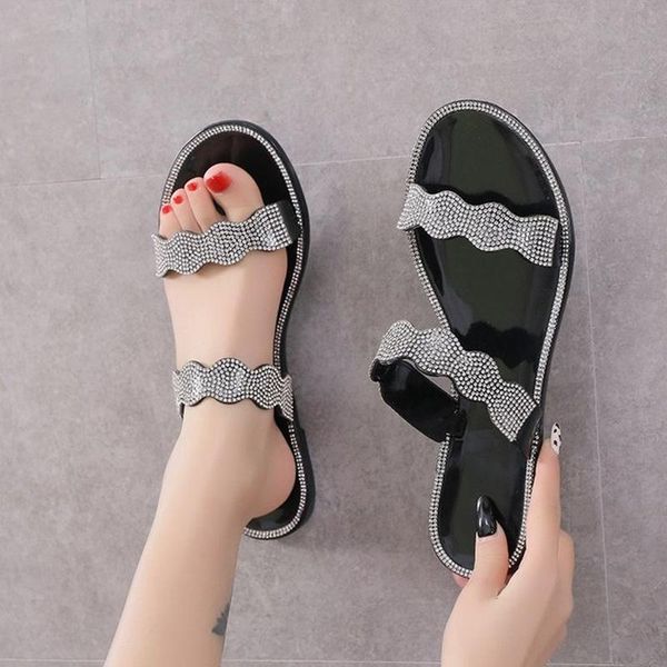 slippers women ladies casual summer sandals crystal pu jelly shoes fashion female slides flats 2021 footwear woman, Black
slippers women ladies casual summer sandals crystal pu jelly shoes fashion female slides flats 2021 footwear woman, Black