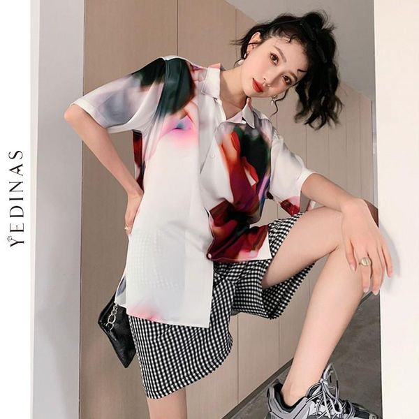 women's blouses & shirts yedinas y2k streetwear short sleeve tie dye button up blouse for women 2021 summer korean harajuku oversize fe, White
women's blouses & shirts yedinas y2k streetwear short sleeve tie dye button up blouse for women 2021 summer korean harajuku oversize fe, White