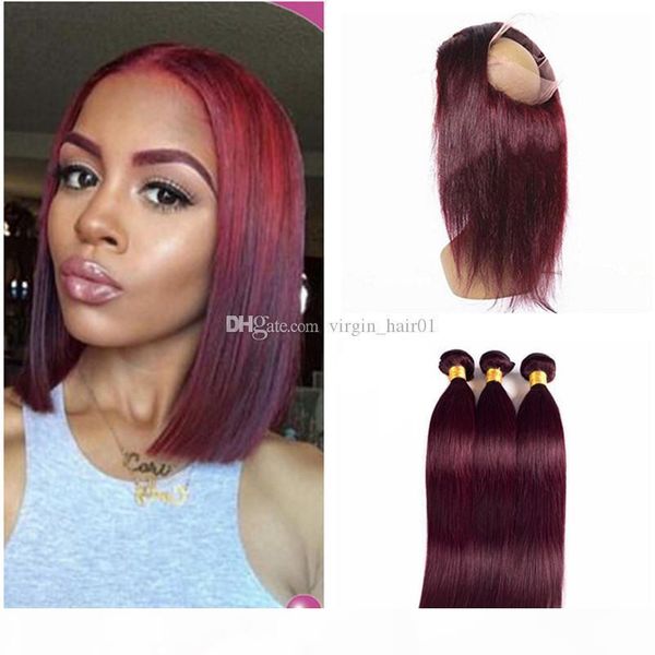 4pcs brazilian wine red virgin human hair bundles with 360 frontal #99j burgundy silk srraight 22.5x4x2 360 lace frontal closure with weaves, Black;brown
4pcs brazilian wine red virgin human hair bundles with 360 frontal #99j burgundy silk srraight 22.5x4x2 360 lace frontal closure with weaves, Black;brown