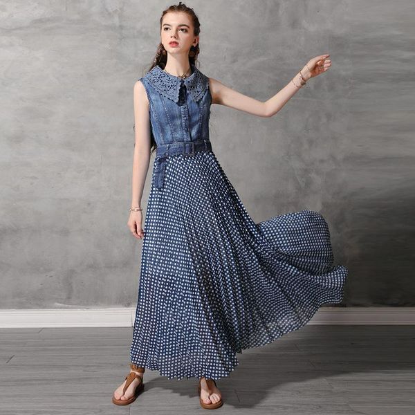 casual dresses summer dress patchwork denim long womens retro dots vest tight waist hundred chic women, Black;gray
casual dresses summer dress patchwork denim long womens retro dots vest tight waist hundred chic women, Black;gray