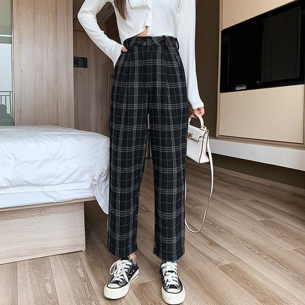 women's pants & capris woman plaid high waist plus size trousers streetwear casual 2021 fashion korean style spring autumn woolen, Black;white
women's pants & capris woman plaid high waist plus size trousers streetwear casual 2021 fashion korean style spring autumn woolen, Black;white