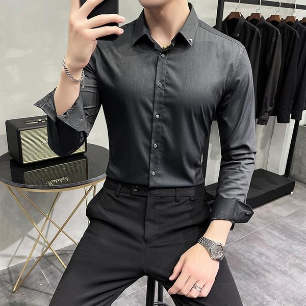 men's casual shirts shirt simple solid color slim long-sleeved collar corner metal star decoration all-match inch, White;black
men's casual shirts shirt simple solid color slim long-sleeved collar corner metal star decoration all-match inch, White;black
