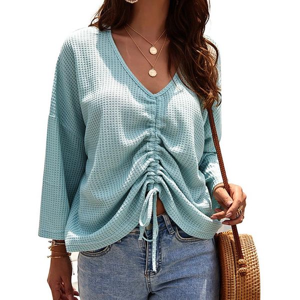 women's t-shirt women t-shirts long batwing sleeve loose drawstring tee solid color ladies v-neck knitwear autumn pullovers, White
women's t-shirt women t-shirts long batwing sleeve loose drawstring tee solid color ladies v-neck knitwear autumn pullovers, White