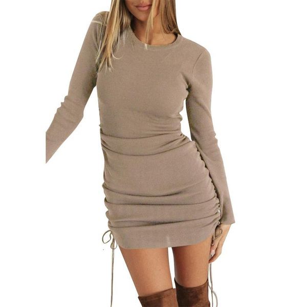 2021 autumn new casual party es round neck solid color wrinkle strap long sleeve women mini vestidos women's clothing clby, Black;gray
2021 autumn new casual party es round neck solid color wrinkle strap long sleeve women mini vestidos women's clothing clby, Black;gray
