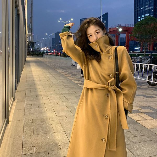 new women 2021 spring autumn casual loose long wool coat jacket belt woolen overcoat female elegant chic cashmere outerwear a816kcn4, Black
new women 2021 spring autumn casual loose long wool coat jacket belt woolen overcoat female elegant chic cashmere outerwear a816kcn4, Black
