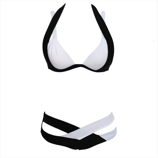 bikini european and american womens swimsuit multi color cross splitting small chest black white, White;black
bikini european and american womens swimsuit multi color cross splitting small chest black white, White;black