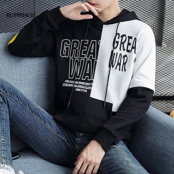 men's hoodies & sweatshirts 2021 hoodie sweatshirt stitching printed long sleeve casual pullover, Black
men's hoodies & sweatshirts 2021 hoodie sweatshirt stitching printed long sleeve casual pullover, Black