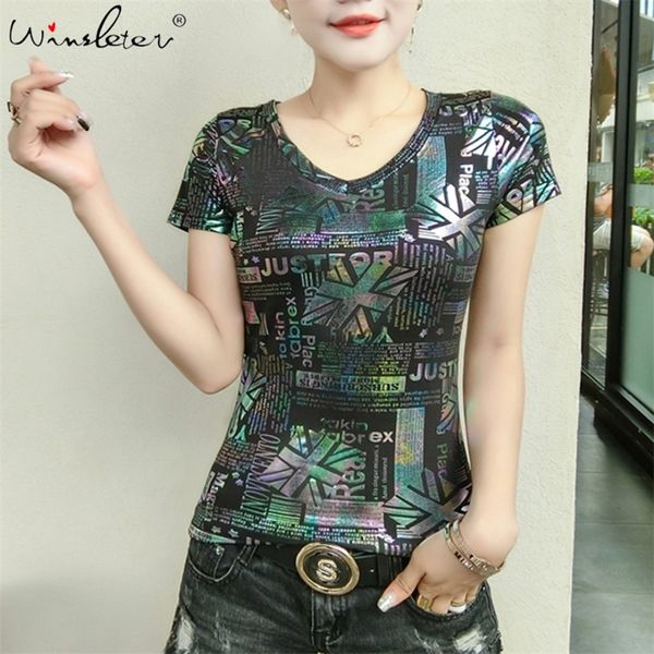 summer european clothes t-shirt chic sequins gilding women ropa mujer shirt short sleeve bottoming shirt tees t06321 210315, White
summer european clothes t-shirt chic sequins gilding women ropa mujer shirt short sleeve bottoming shirt tees t06321 210315, White