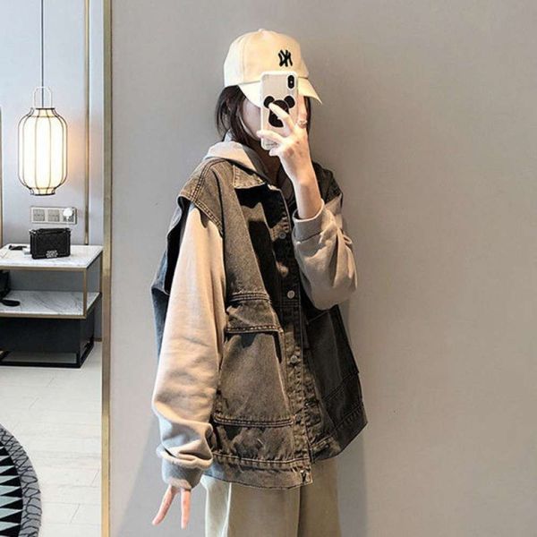 cool student korean jeans 2021 new waistcoat insbf women's spring short sleeveless tooling top, Black;brown
cool student korean jeans 2021 new waistcoat insbf women's spring short sleeveless tooling top, Black;brown