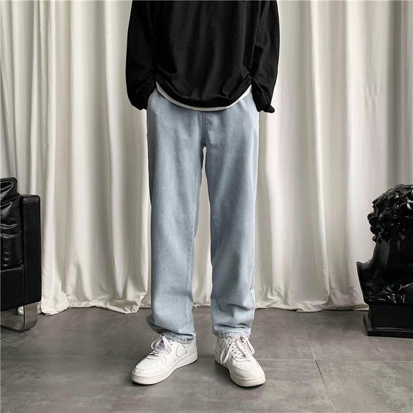 men's light-colored retro jeans korean casual fashion loose harajuku street solid color elastic waist denim straight-leg pants, Blue
men's light-colored retro jeans korean casual fashion loose harajuku street solid color elastic waist denim straight-leg pants, Blue