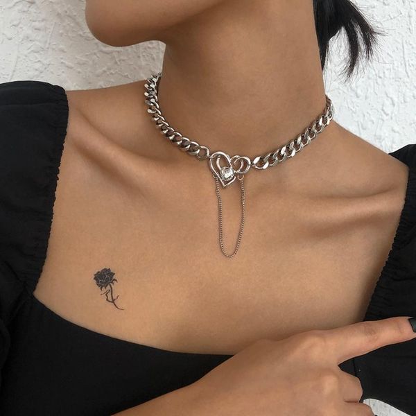 chains lalynnly women's crystal hollow heart-shaped geometry thick chain drop necklace female rhinestone party accessories gift n8670, Silver
chains lalynnly women's crystal hollow heart-shaped geometry thick chain drop necklace female rhinestone party accessories gift n8670, Silver