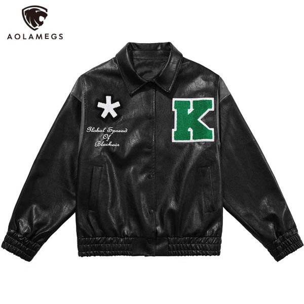 men's embroidered letter leather et, vintage coat, loose, punk, modern clothing, couple clothing, Black
men's embroidered letter leather et, vintage coat, loose, punk, modern clothing, couple clothing, Black