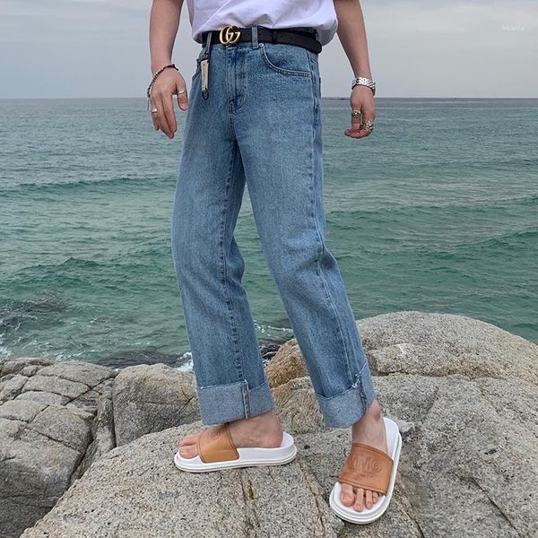 men's jeans summer straight loose korean version of the trend all-match student pants nine-point wide-leg trousers, Blue
men's jeans summer straight loose korean version of the trend all-match student pants nine-point wide-leg trousers, Blue