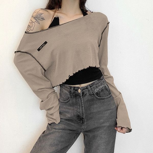 women's t shirt trend 2021 autumn women's long sleeve ruffle t-shirt solid color vt two piece set, White
women's t shirt trend 2021 autumn women's long sleeve ruffle t-shirt solid color vt two piece set, White