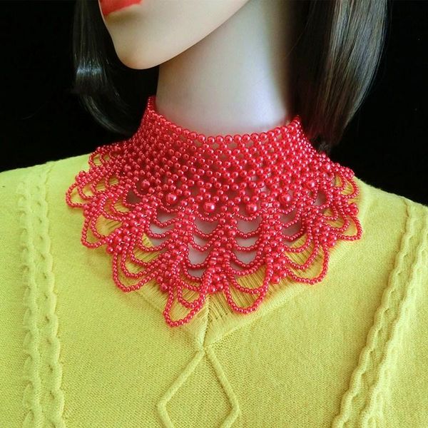 chokers handmade weaving pearl collar hollow out statement necklace women pink red pearls pendant wedding layers, Golden;silver
chokers handmade weaving pearl collar hollow out statement necklace women pink red pearls pendant wedding layers, Golden;silver
