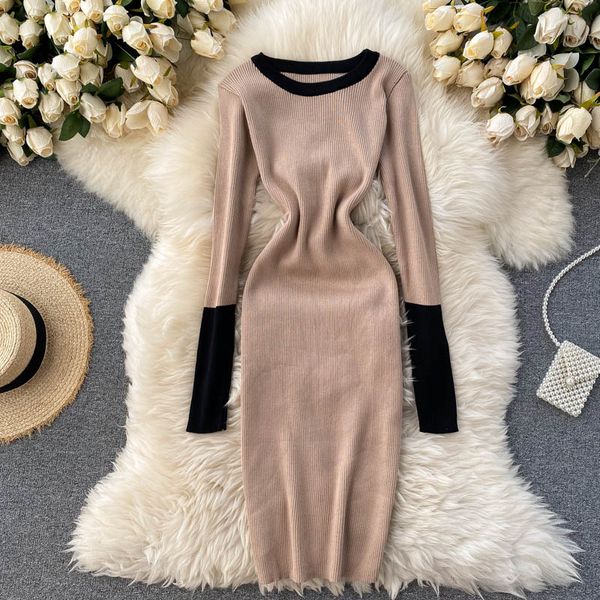 autumn women knitted dress fashion elastic solid long sleeves dress winter basic korean sheath warm sweater dress, Black;gray
autumn women knitted dress fashion elastic solid long sleeves dress winter basic korean sheath warm sweater dress, Black;gray