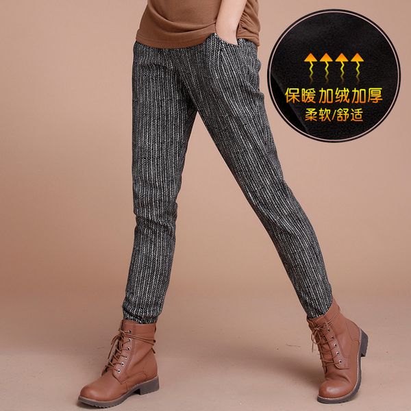 female fashion new korean version of elastic waist stripe more velvet cotton cloth harlan casual thin pants a1li, Black;white
female fashion new korean version of elastic waist stripe more velvet cotton cloth harlan casual thin pants a1li, Black;white