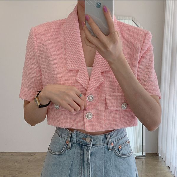 women's jackets 2021 summer korean chic ladies vintage loose short sleeve tweed jacket women crop fashion streetwear coat outw, Black;brown
women's jackets 2021 summer korean chic ladies vintage loose short sleeve tweed jacket women crop fashion streetwear coat outw, Black;brown