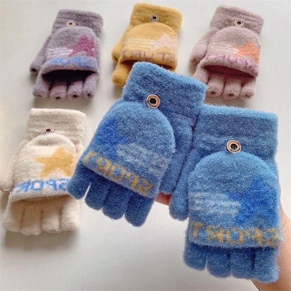 children's warm five pointed star gloves autumn and winter boys girls' knitted flip half finger children's letter, Black
children's warm five pointed star gloves autumn and winter boys girls' knitted flip half finger children's letter, Black