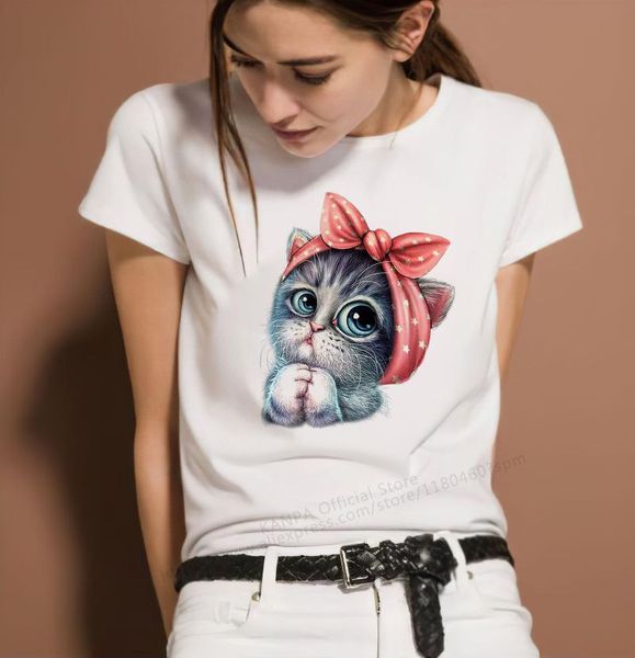 women's t-shirt lovely cat tee shirt for women kawaii short sleeve young lady teenage girls summer workout, White
women's t-shirt lovely cat tee shirt for women kawaii short sleeve young lady teenage girls summer workout, White