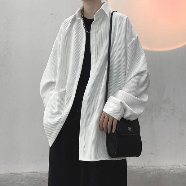 men's casual shirts pr corduroy shirt jacket long sleeve autumn korean style for male fashion oversize clothing, White;black
men's casual shirts pr corduroy shirt jacket long sleeve autumn korean style for male fashion oversize clothing, White;black