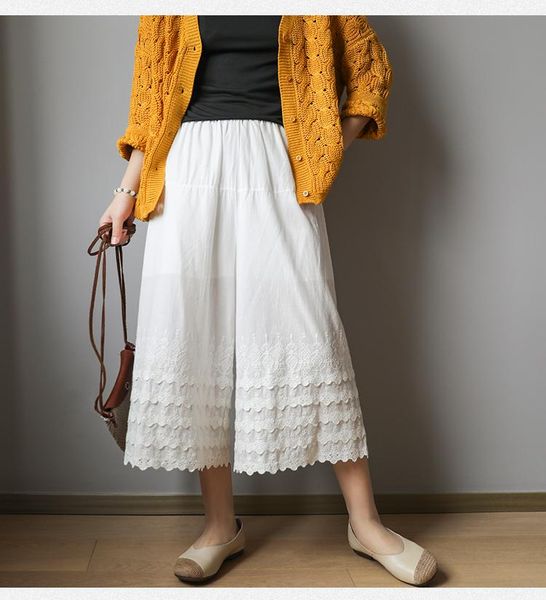 women's pants & capris embroidered cotton water-soluble lace wide-leg calf-length mori girl, Black;white
women's pants & capris embroidered cotton water-soluble lace wide-leg calf-length mori girl, Black;white