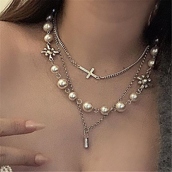 chokers hip cross layer pearl necklace women vintage choker charming link chain korean necklaces aesthetic stainless steel jewelry, Golden;silver
chokers hip cross layer pearl necklace women vintage choker charming link chain korean necklaces aesthetic stainless steel jewelry, Golden;silver