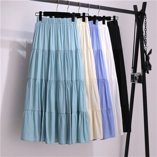 summer cotton skirt women high waisted long skirt femme casual solid a-line skirts women jupe femme green skirts 210315, Black
summer cotton skirt women high waisted long skirt femme casual solid a-line skirts women jupe femme green skirts 210315, Black