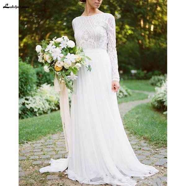 2021 new country chiffon a line wedding es with long sleeves bateau neck lace applique boho bridal gowns d8dq, White
2021 new country chiffon a line wedding es with long sleeves bateau neck lace applique boho bridal gowns d8dq, White