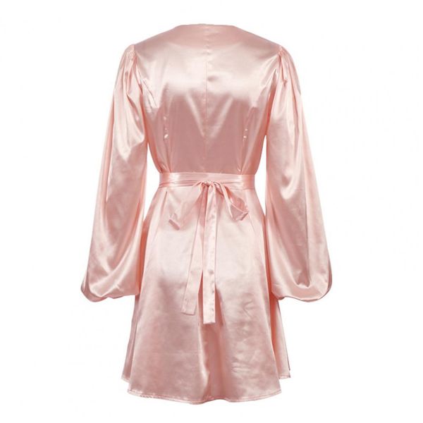 women dress long puff sleeve soft women solid color deep v neck belt a line dress streetwear for women party dress pink, Gray
women dress long puff sleeve soft women solid color deep v neck belt a line dress streetwear for women party dress pink, Gray