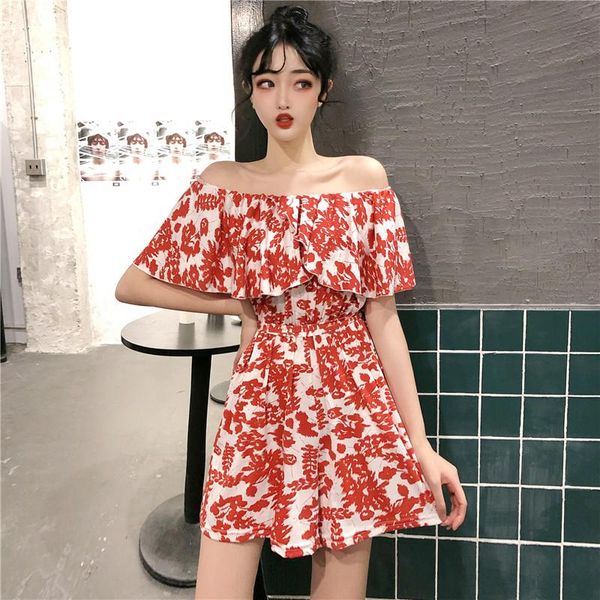 summer sweet style bodysuit women fashion brand ruffles korean clothes off shoulder slash neck playsuits ladies print new, Black;white
summer sweet style bodysuit women fashion brand ruffles korean clothes off shoulder slash neck playsuits ladies print new, Black;white