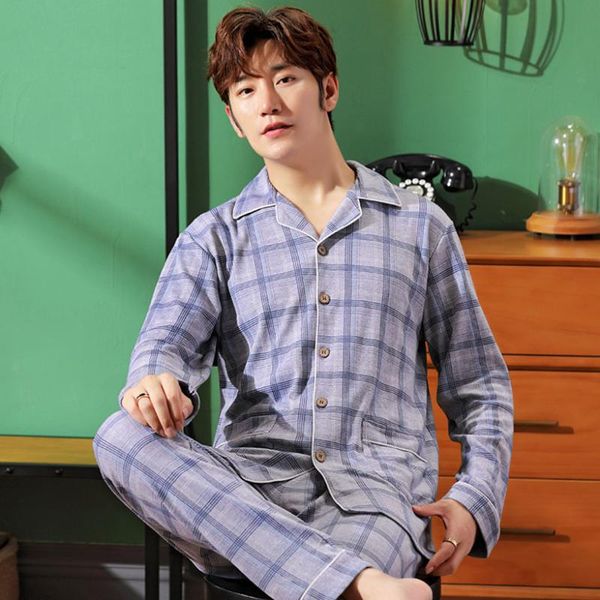 men's sleepwear pajamas sleeping suits men fashion grid man cotton cardigan male casual long sleeves pijama mens autumn 2 pieces set, Black;brown
men's sleepwear pajamas sleeping suits men fashion grid man cotton cardigan male casual long sleeves pijama mens autumn 2 pieces set, Black;brown