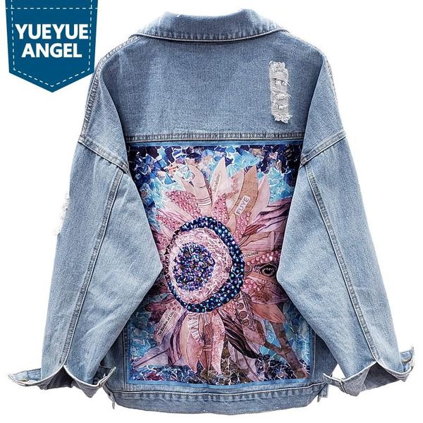 women's jackets boyfriend style women spliced shiny sequined denim jacket fashion loose fit hip hop streetwear hole ripped jeans coat, Black;brown
women's jackets boyfriend style women spliced shiny sequined denim jacket fashion loose fit hip hop streetwear hole ripped jeans coat, Black;brown