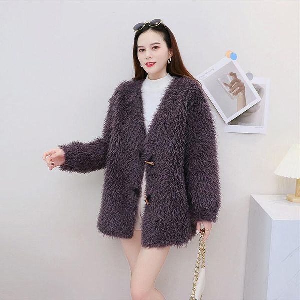 women's fur & faux 2021 women winter fashion genuine lamb jackets female v-neck cardigan coats ladies loose solid color overcoats s74, Black
women's fur & faux 2021 women winter fashion genuine lamb jackets female v-neck cardigan coats ladies loose solid color overcoats s74, Black