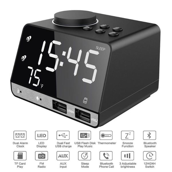 other clocks & accessories usb led alarm clock + fm radio wireless bluetooth speaker 2 charger port digital display for mobile phone office
other clocks & accessories usb led alarm clock + fm radio wireless bluetooth speaker 2 charger port digital display for mobile phone office