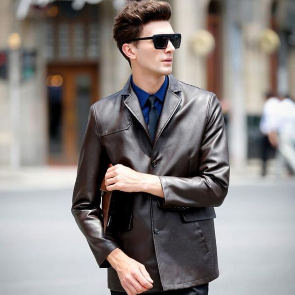men's fur & faux 2021 business casual leather jacket korean men spring and autumn suit collar outwear male slim fashion jackets, Black
men's fur & faux 2021 business casual leather jacket korean men spring and autumn suit collar outwear male slim fashion jackets, Black