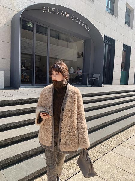 women's fur & faux coat genuine korean wool female jacket women coats and jackets winter v-neck sheep shearing clothing casaco zjt556, Black
women's fur & faux coat genuine korean wool female jacket women coats and jackets winter v-neck sheep shearing clothing casaco zjt556, Black