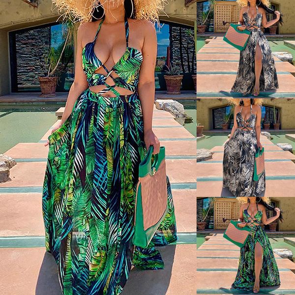 women dress ladies summer fashion casual v-neck pullover halter neck wrap print sleeveless long dress beach vestidos, Black;gray
women dress ladies summer fashion casual v-neck pullover halter neck wrap print sleeveless long dress beach vestidos, Black;gray