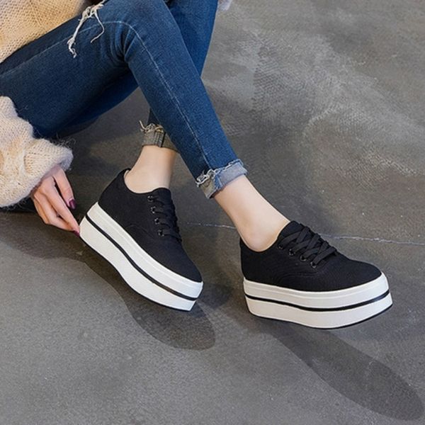 womens chunky sneakers 2020 spring summer canvas shoes women sneakers high heels woman platform shoes female shoe aa-393