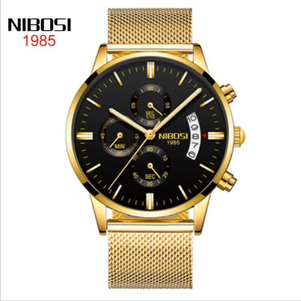 18 style nibosi button solid net strap men's black dail glod shell watch waterproof coated glass luminous three-eye quartz watch, Slivery;brown
18 style nibosi button solid net strap men's black dail glod shell watch waterproof coated glass luminous three-eye quartz watch, Slivery;brown