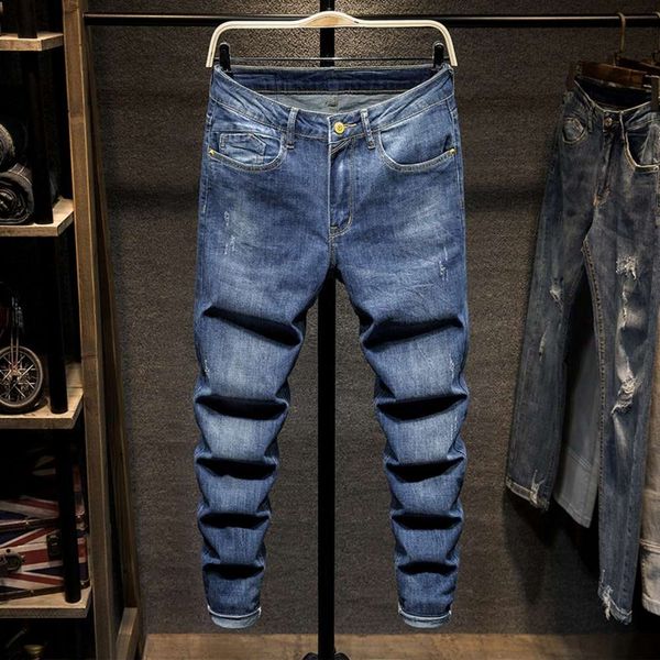 summer thin men's jeans slim little leg long pants trend stretch brand spring and autumn versatile, Blue
summer thin men's jeans slim little leg long pants trend stretch brand spring and autumn versatile, Blue