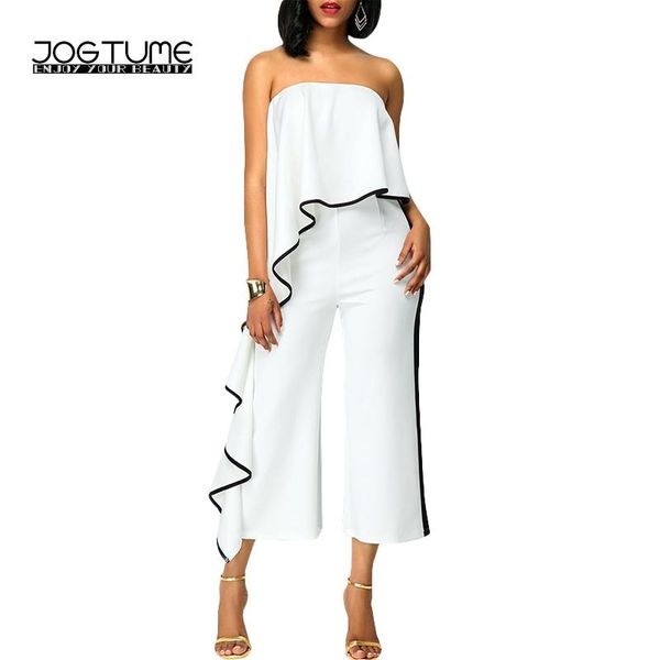 women's jumpsuits & rompers jogtume off shoulder ruffle jumpsuit women 2021 autumn white wrapped chest wide leg pant female long loose, Black;white
women's jumpsuits & rompers jogtume off shoulder ruffle jumpsuit women 2021 autumn white wrapped chest wide leg pant female long loose, Black;white