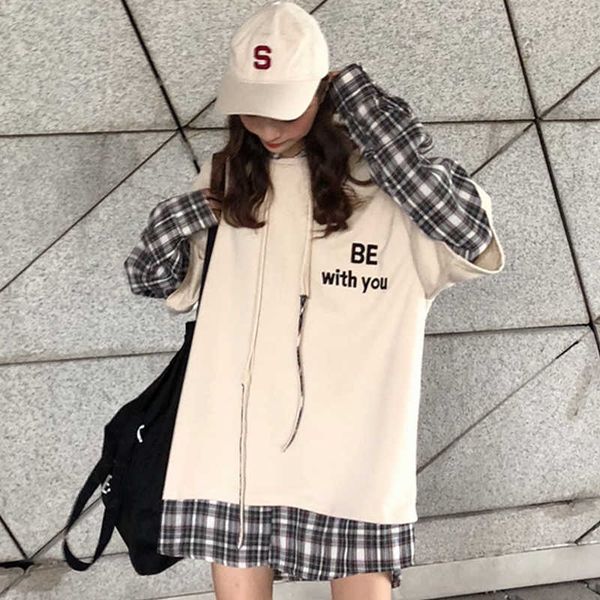 autumn thin hooded sweatshirt female ulzzang harajuku street fashion loose fun plaid long sleeve casual 210608, Black
autumn thin hooded sweatshirt female ulzzang harajuku street fashion loose fun plaid long sleeve casual 210608, Black