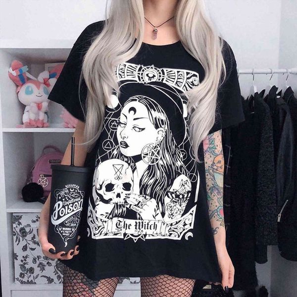 women's t-shirt harajuku witch print shirt girls printed women gothic streetwear casual goth black shirts fashion aesthetic shirts loos, White
women's t-shirt harajuku witch print shirt girls printed women gothic streetwear casual goth black shirts fashion aesthetic shirts loos, White