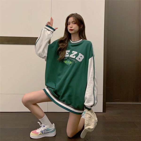 2021 new college style loose contrast letter embroidery long-sleeved round neck sweatshirt women autumn fashion all-match cat6, Black
2021 new college style loose contrast letter embroidery long-sleeved round neck sweatshirt women autumn fashion all-match cat6, Black
