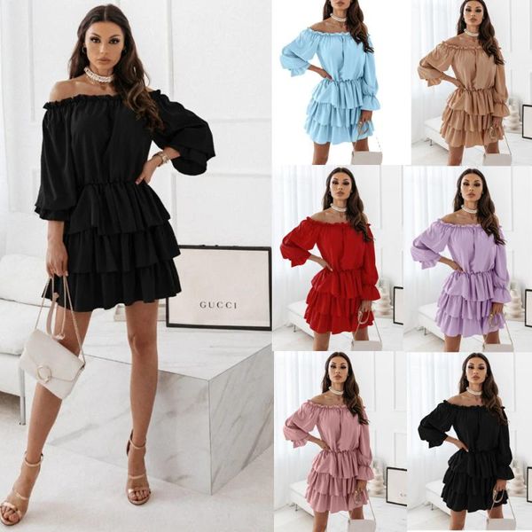 casual dresses off shoulder long sleeve ruffles loose dress 2021 ins party, Black;gray
casual dresses off shoulder long sleeve ruffles loose dress 2021 ins party, Black;gray